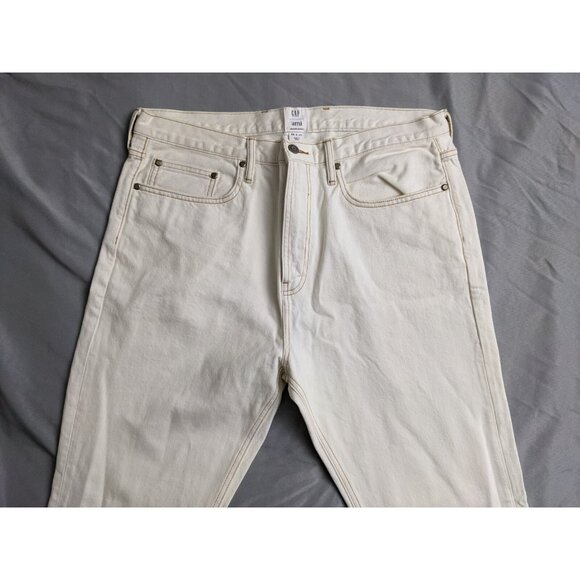 Gap x Ami Paris Alexandre Mattiussi Jeans Beige Denim Cotton Mens Size 36X34 - Picture 2 of 12